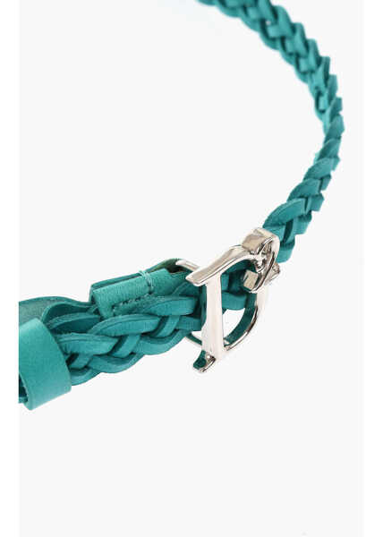 Curele DSQUARED2 Braided Leather Skinny Belt 15Mm Blue Femei (BM 18480121) 3