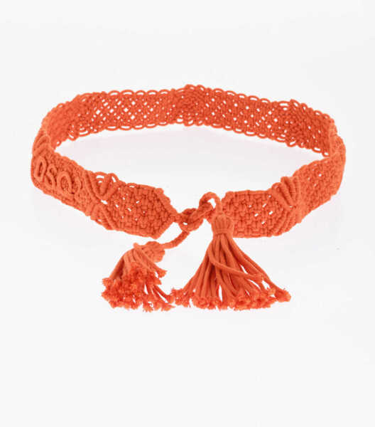 Curele DSQUARED2 Macram Cotton Belt With Raffia Detail 40Mm Orange Femei (BM 18480139) 2