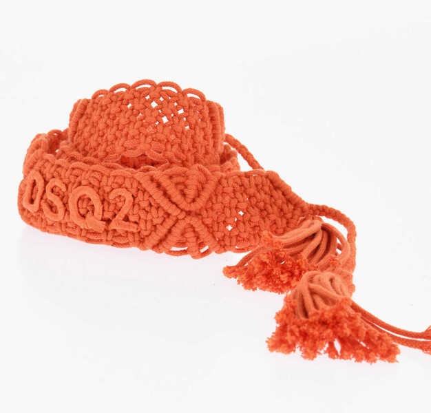 Curele DSQUARED2 Macram Cotton Belt With Raffia Detail 40Mm Orange Femei (BM 18480139) 1