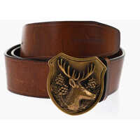 Curele Leather Belt With Golden Plaque Buckle 40Mm Barbati