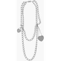 Coliere Silver-Effect Chain Open Your Heart Necklace With Charms Femei