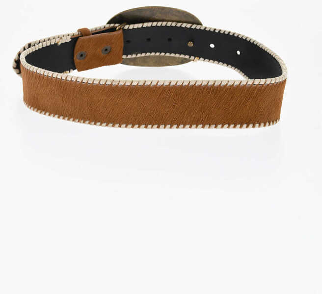 Curele DSQUARED2 Ponyskin Belt With Logoed Maxi Buckle 45Mm Brown Femei (BM 18480190) 3