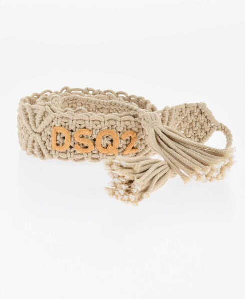 Curele DSQUARED2 Macram Cotton Belt With Raffia Detail 40Mm Beige Femei (BM 18480196) 1