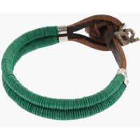 Bratari Leather Bracelet With Monogram Charm Barbati