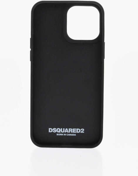 Huse mobil & tablete DSQUARED2 Solid Color Iphone 13 Pro Max Case With Contrasting Logo Black & White Barbati (BM 18480208) 2