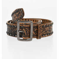Curele Patterned Leather Belt With Studs 40Mm Barbati
