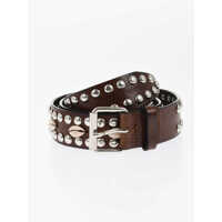 Curele Leather Belt Embellished With Studs And Shells 35Mm Barbati