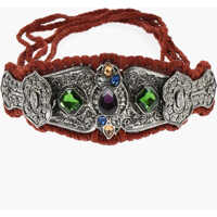 Curele Suede And Metal Dreamcatcher Wide Belt Embellished With Crys Femei