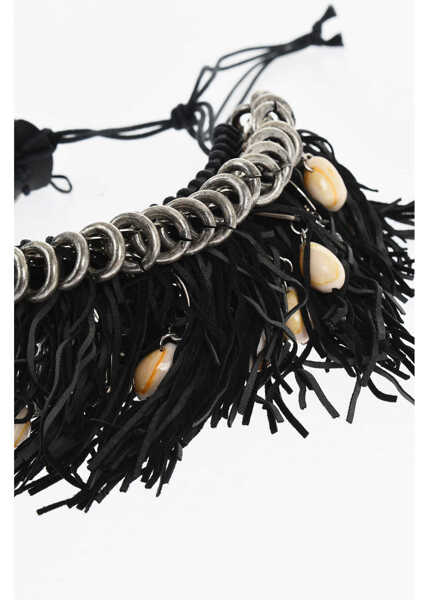 Coliere DSQUARED2 Suede And Metal Cow Girl Plastron Necklace Embellished With Black Femei (BM 18480349) 2