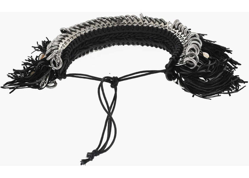 Coliere DSQUARED2 Suede And Metal Cow Girl Plastron Necklace Embellished With Black Femei (BM 18480349) 3