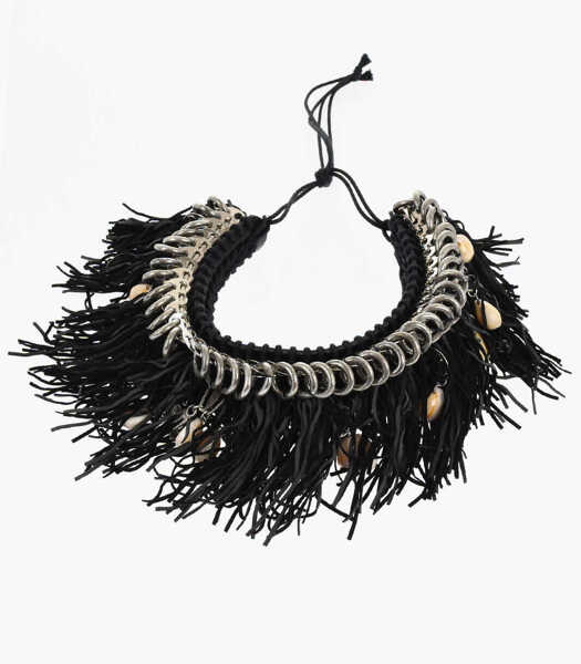 Coliere DSQUARED2 Suede And Metal Cow Girl Plastron Necklace Embellished With Black Femei (BM 18480349) 1