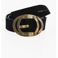Curele DSQUARED2 Solid Color Suede Belt With Burnished Effect Metal Buckle 40