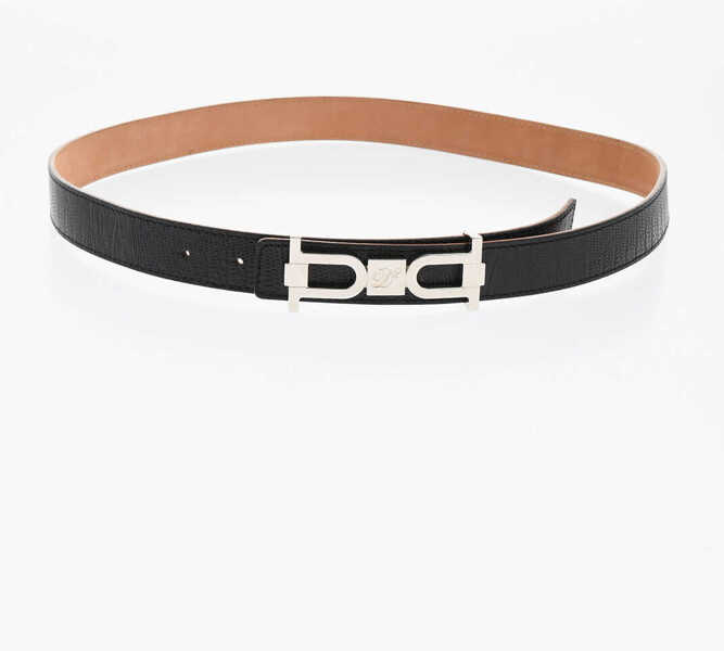 Curele DSQUARED2 Crocodile Effect Leather Belt With Silver-Tone Anchor Buckle Black Femei (BM 18480361) 2