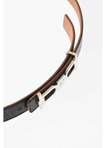 Curele DSQUARED2 Crocodile Effect Leather Belt With Silver-Tone Anchor Buckle Black Femei (BM 18480361) 3