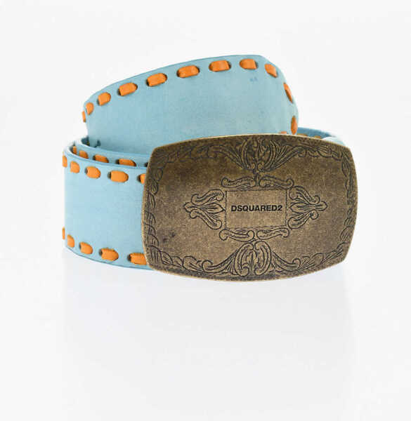 Curele DSQUARED2 Leather Belt With Contrasting Detail 40Mm Light Blue Femei (BM 18480364) 1