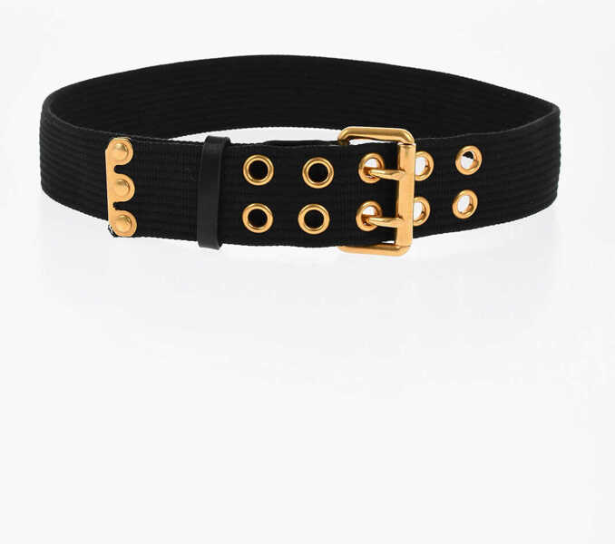 Curele DSQUARED2 Fabric Grommet Belt With Golden Details 50Mm Black Femei (BM 18480370) 2