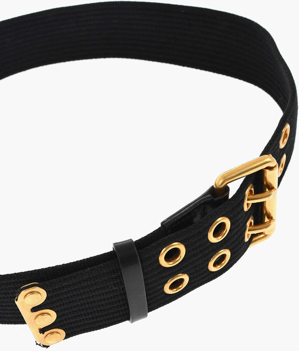 Curele DSQUARED2 Fabric Grommet Belt With Golden Details 50Mm Black Femei (BM 18480370) 3