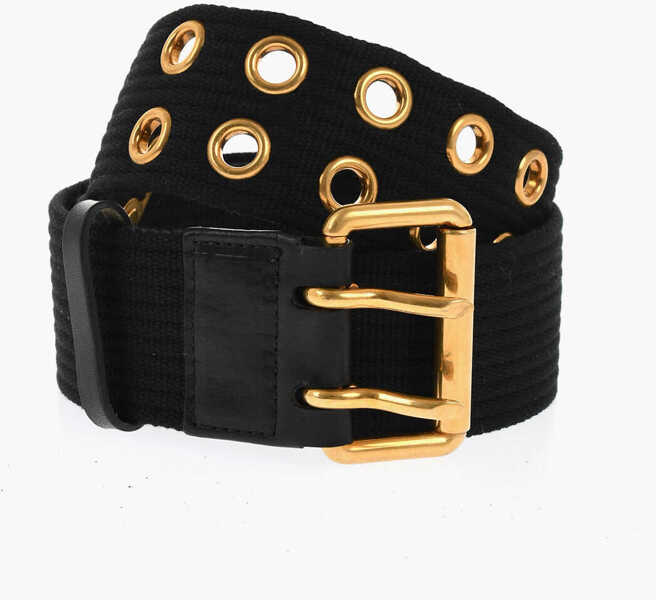 Curele DSQUARED2 Fabric Grommet Belt With Golden Details 50Mm Black Femei (BM 18480370) 1