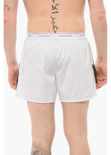 Lenjerie intima DSQUARED2 Popeline Cotton Boxer Satin Detail White Barbati (BM 18480379) 2