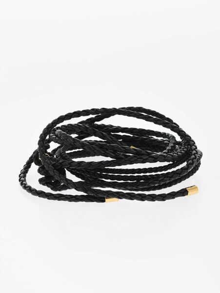 Curele DSQUARED2 Braided Leather Skinny Belt 10Mm Black Femei (BM 18480394) 3