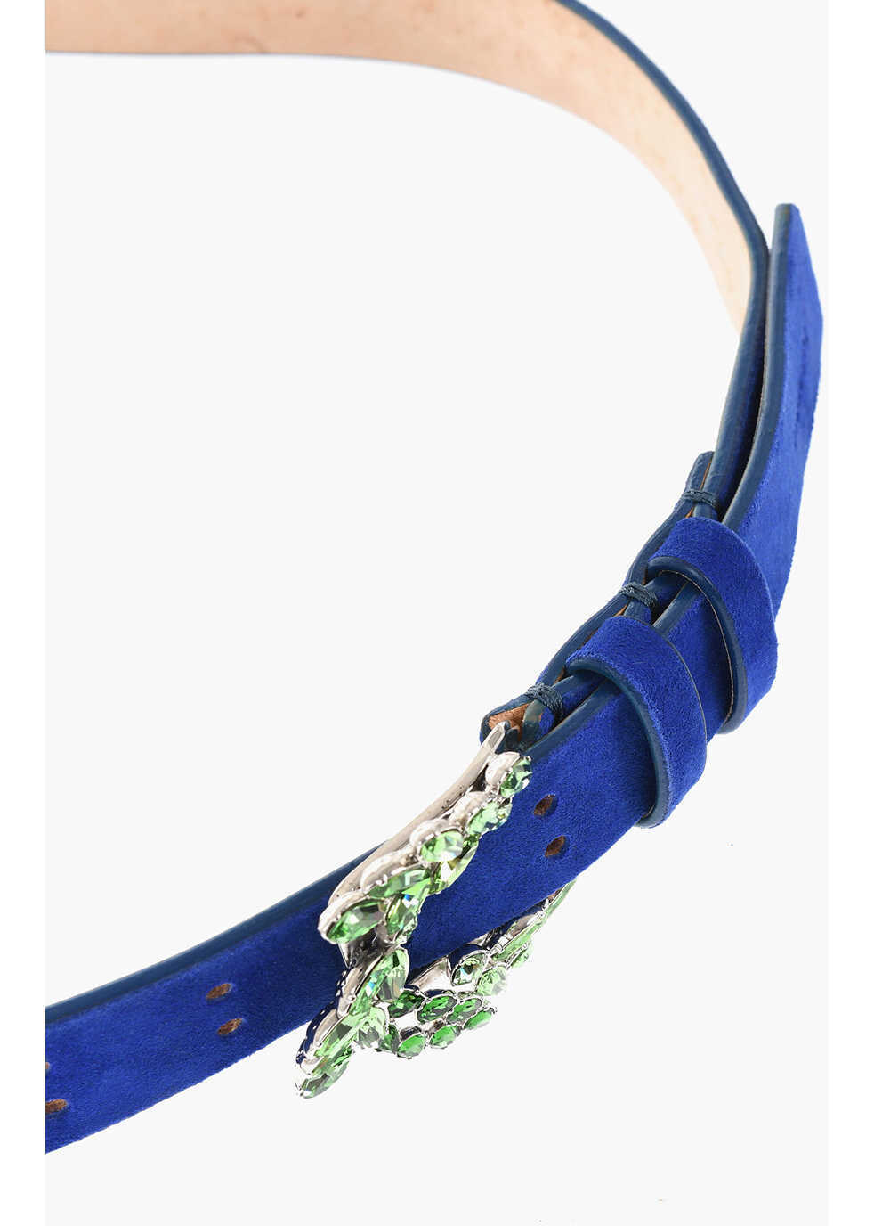 Curele DSQUARED2 Solid Color Suede Belt With Crystals Embellished Buckle 25Mm Blue Femei (BM 18480403) 3