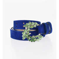 Curele Solid Color Suede Belt With Crystals Embellished Buckle 25Mm Femei