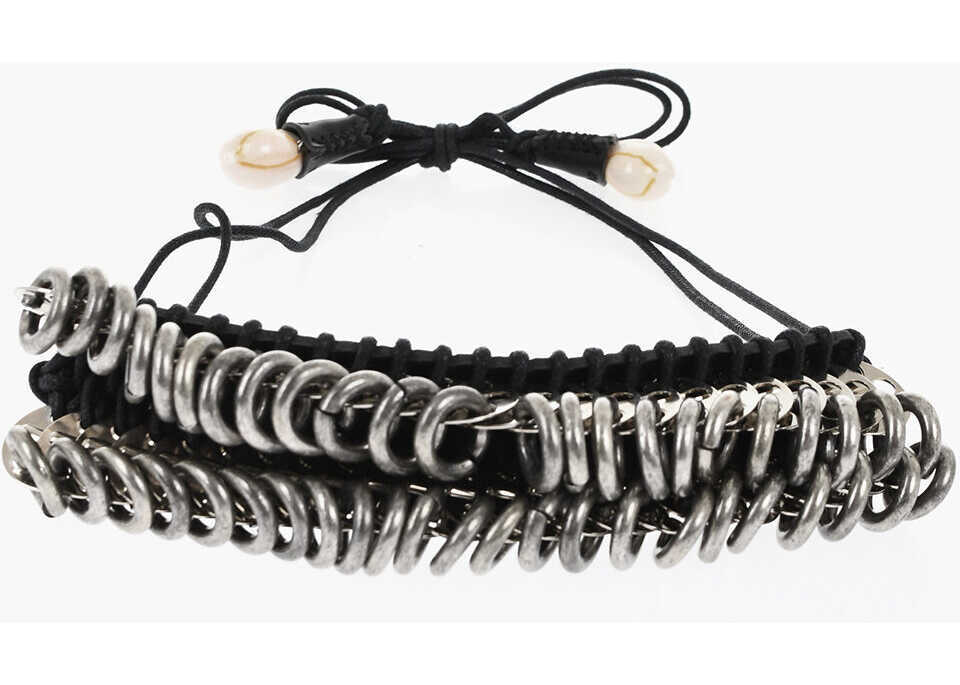 Bratari DSQUARED2 Leather And Metal African Hyena Anklet With Shells Black Femei (BM 18480436) 1