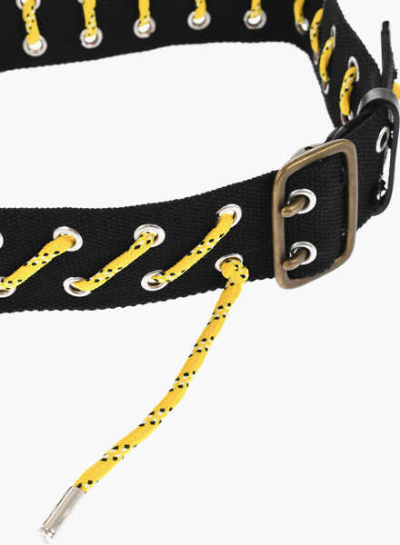 Curele DSQUARED2 Fabric Grommet Belt With Contrasting Detail 50Mm Yellow Femei (BM 18480589) 3