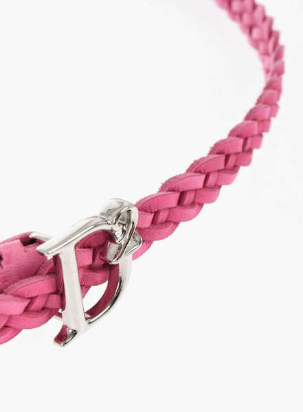 Curele DSQUARED2 Braided Leather Belt With Logoed Buckle 15Mm Pink Femei (BM 18480604) 3