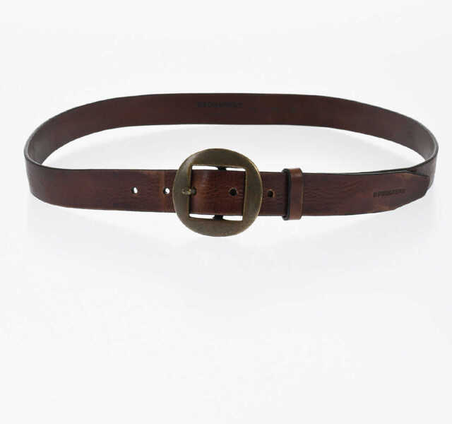 Curele DSQUARED2 Solid Color Leather Belt 30Mm Brown Barbati (BM 18480625) 2