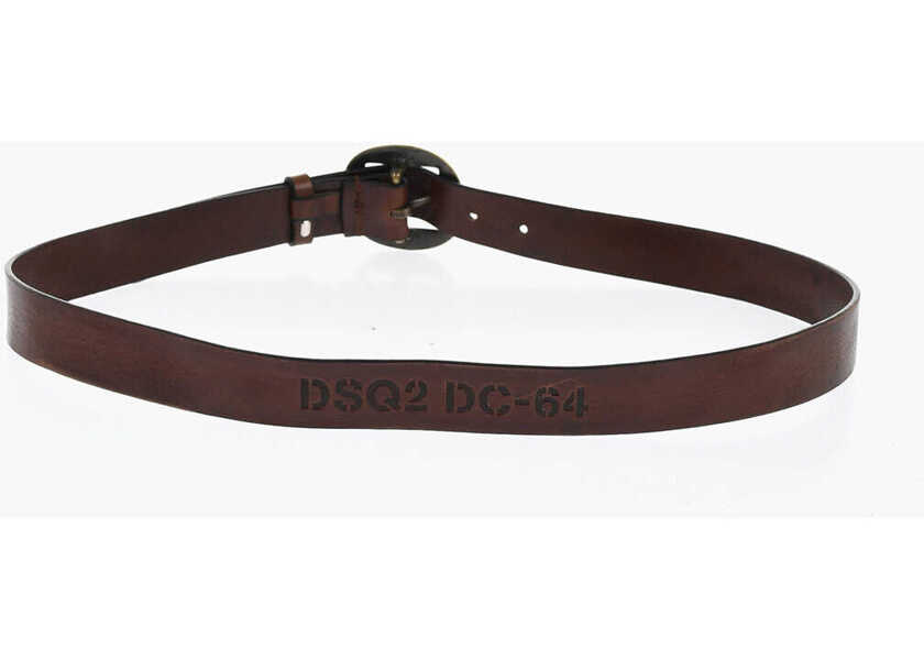 Curele DSQUARED2 Solid Color Leather Belt 30Mm Brown Barbati (BM 18480625) 3