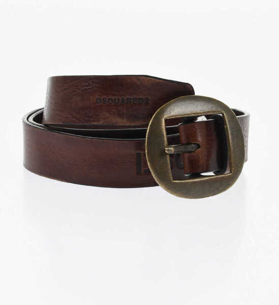 Curele DSQUARED2 Solid Color Leather Belt 30Mm Brown Barbati (BM 18480625) 1