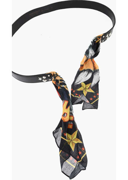 Curele DSQUARED2 Leather And Fabric Belt With Self-Tie Detail 30Mm Black Barbati (BM 18480640) 3