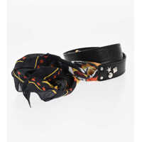 Curele DSQUARED2 Leather And Fabric Belt With Self-Tie Detail 30Mm