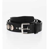 Curele DSQUARED2 Leather Belt Embellished With Studs And Shells 30Mm