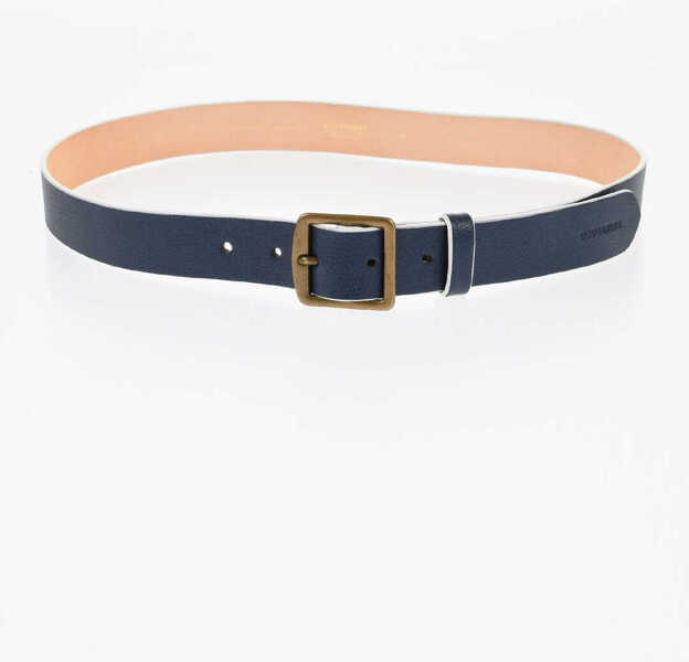 Curele DSQUARED2 Textured Leather Belt With Contrasting Edge 30Mm Blue Femei (BM 18480664) 2