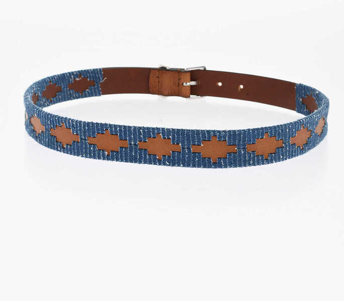 Curele DSQUARED2 Leather Belt With Denim Trims 30Mm Blue Femei (BM 18480673) 3