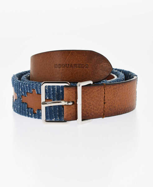 Curele DSQUARED2 Leather Belt With Denim Trims 30Mm Blue Femei (BM 18480673) 1