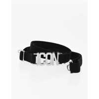 Curele DSQUARED2 Icon Elastic Fabric Skinny Belt With Silver-Tone Detail 15Mm