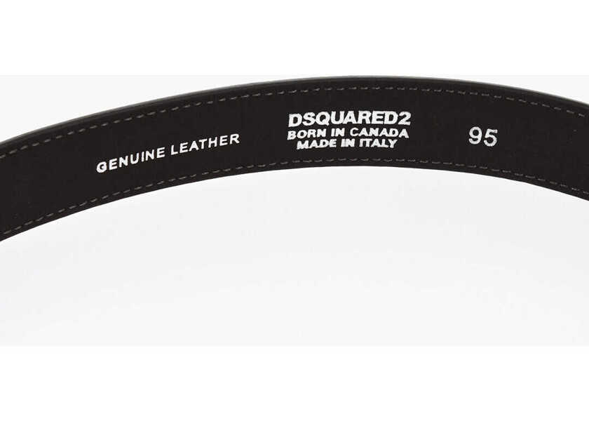 Curele DSQUARED2 Solid Color Brushed Leather Belt 25Mm Brown Barbati (BM 18480685) 3