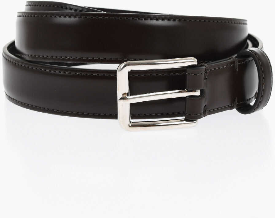 Curele DSQUARED2 Solid Color Brushed Leather Belt 25Mm Brown Barbati (BM 18480685) 1