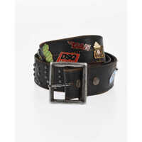 Curele DSQUARED2 Leather Belt With Studs And Metal Decorations 40Mm