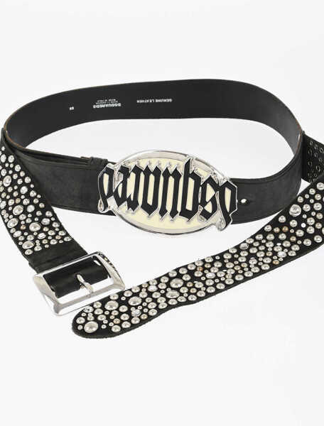 Curele DSQUARED2 Studded Leather Belt With Double Buckle 40Mm Black Femei (BM 18480865) 4