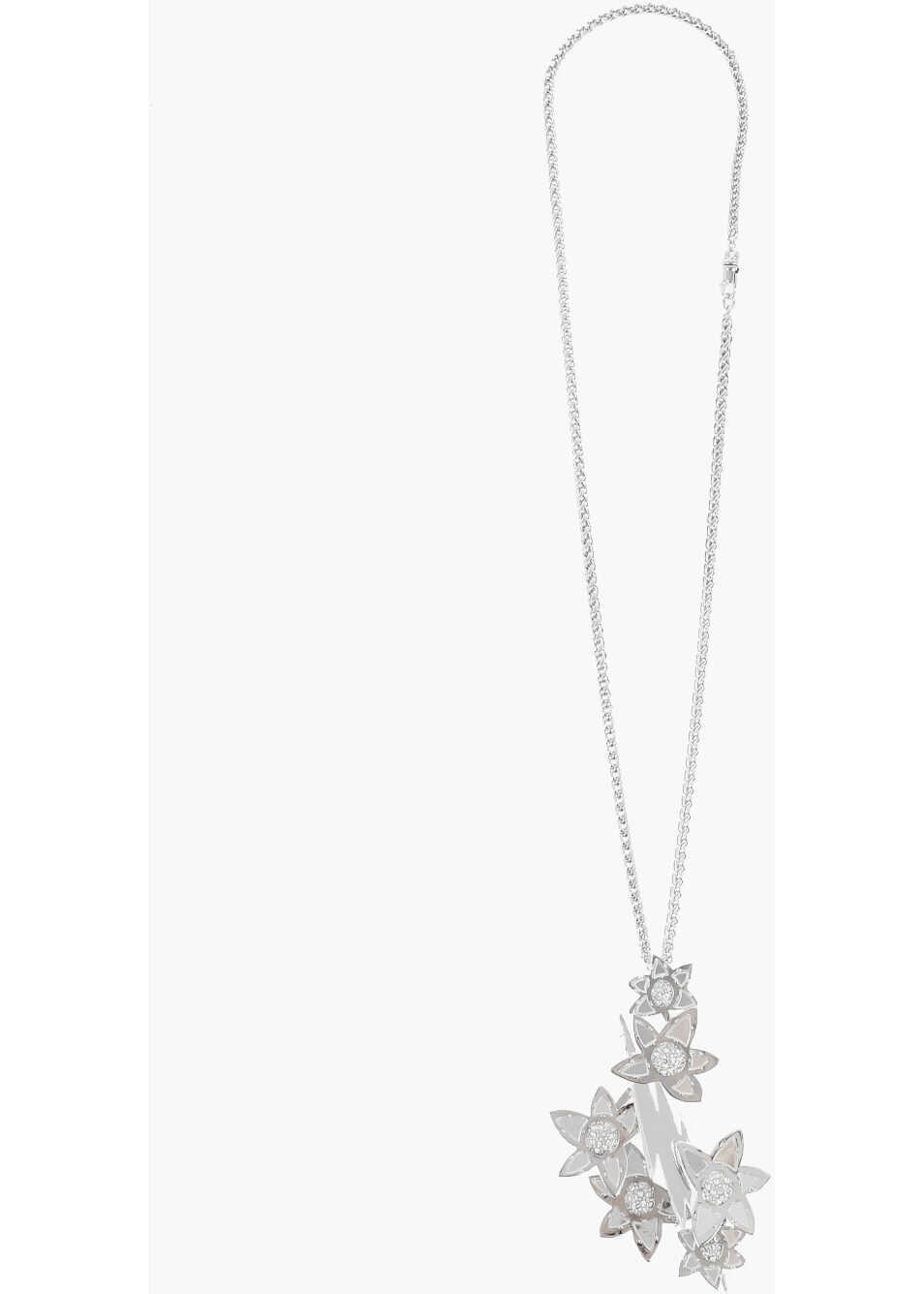 Coliere DSQUARED2 Metal Necklace With Flower Design Pendant Embellished With R Silver Femei (BM 18480874) 1