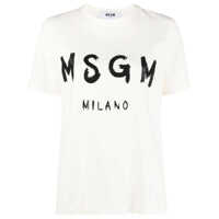 Tricouri Msgm White T-Shirt With Logo Print Femei