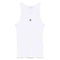 Tricouri Rabanne White Cotton T-Shirt With Silver Logo Plaque Femei