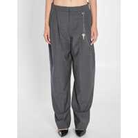 Pantaloni casual Grey Wool-Blend Trousers Femei
