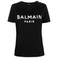 Tricouri Balmain Logo Organic Cotton T-Shirt Femei