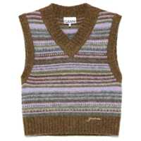 Pulovere Ganni Striped V-Necked Vest Femei