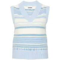 Topuri Multicolor Knit Vest With Stripe Motif In Wool Woman Femei
